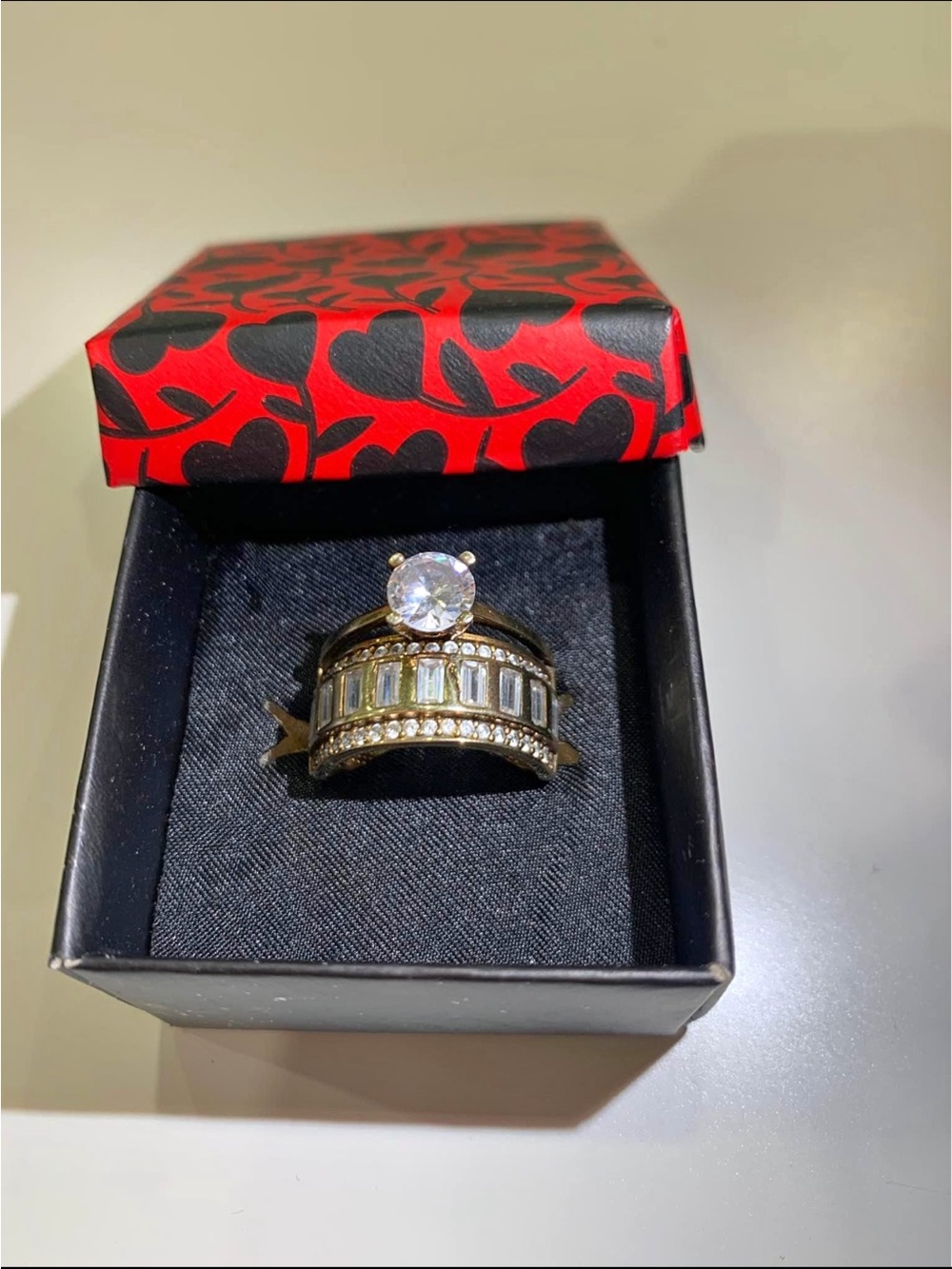 925 Sterling Silver Cubic Zirconia 2 in 1 Ring